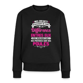 humour fête des mères maman propriétaire poules - Pull Premium bio Femme - noir - Devant - Julia (174cm)
