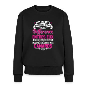 humour fête des mères maman propriétaire canards - Pull Premium bio Femme - noir - Devant - Julia (174cm)
