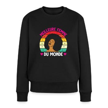 Meilleure femme monde vintage femme noire - Pull Premium bio Femme - noir - Devant - Julia (174cm)
