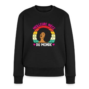 Meilleure nièce monde vintage femme noire - Pull Premium bio Femme - noir - Devant - Julia (174cm)