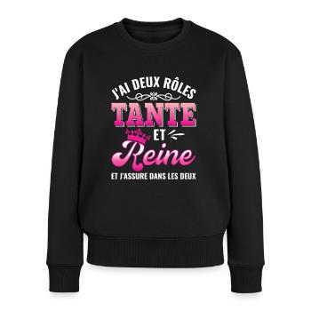 tante reine j'assure couronne princesse - Pull Premium bio Femme - noir - Devant - Julia (174cm)