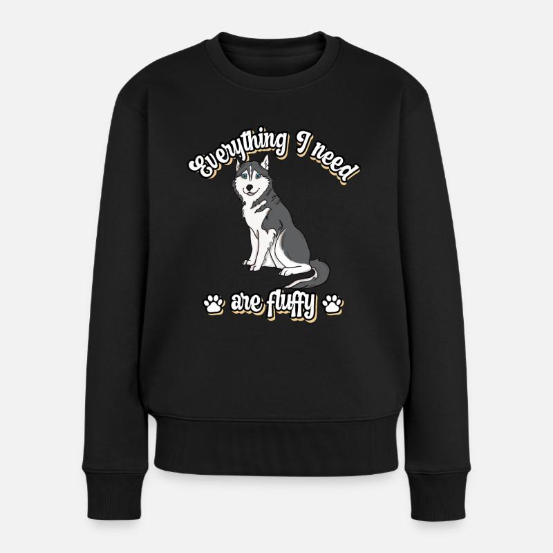 Everything I need are fluffy süßes Hunde Grey - Frauen Premium Bio Pullover - Schwarz