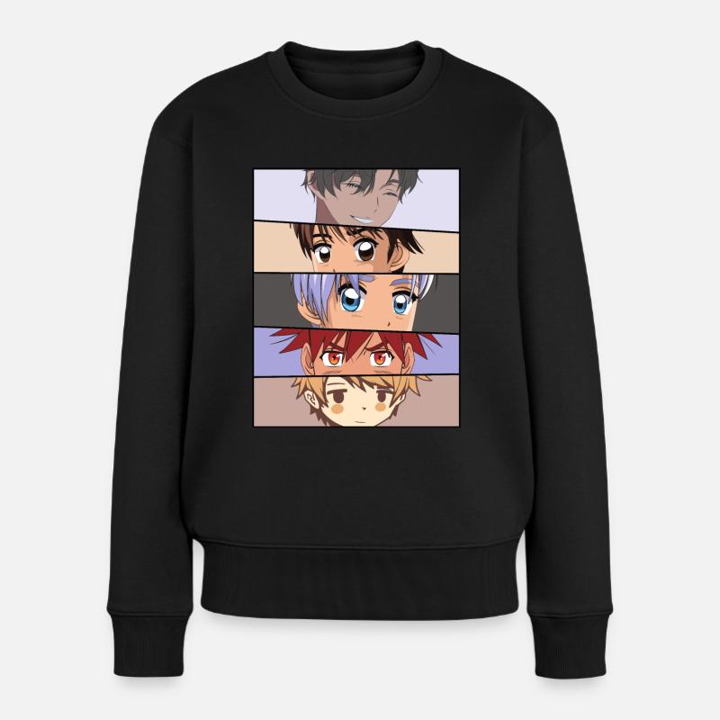 Anime Boys Gesicht Augen - Frauen Premium Bio Pullover - Schwarz