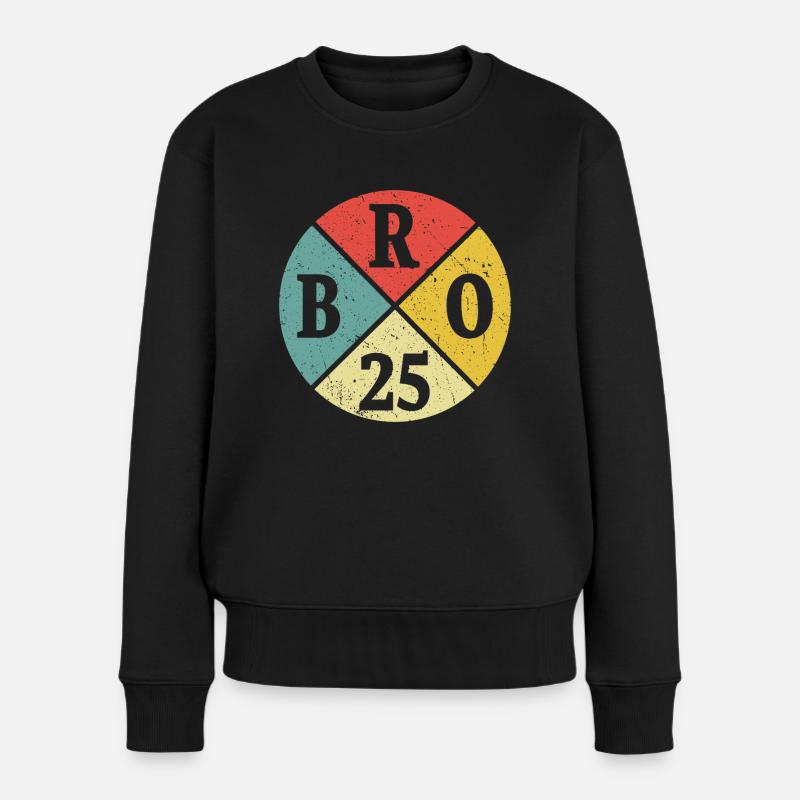 Bruder Bro 2025 Großer Bruder Geschenk - Frauen Premium Bio Pullover - Schwarz
