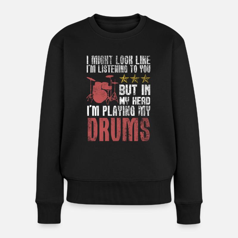Schlagzeuger Drums Musiker - Frauen Premium Bio Pullover - Schwarz