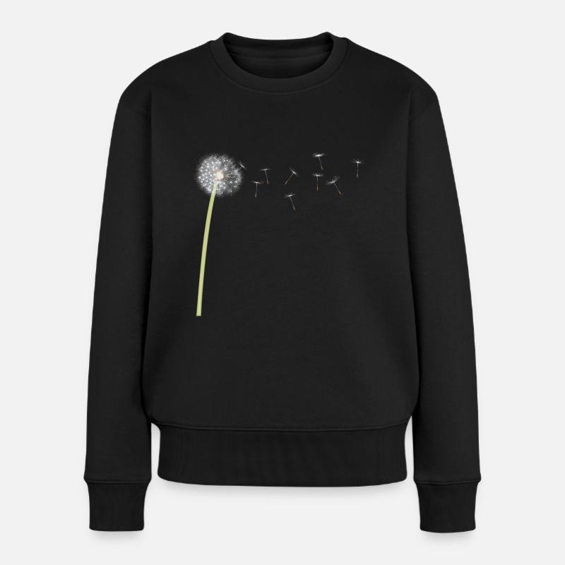 Pusteblume Löwenzahn Motiv Samen Dandelion Fliegen - Frauen Premium Bio Pullover - Schwarz