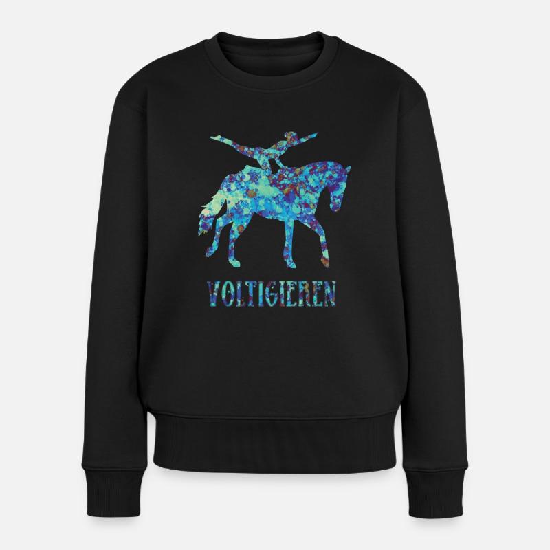 Voltigieren Pferdesport Volti Voltigier Geschenk - Frauen Premium Bio Pullover - Schwarz