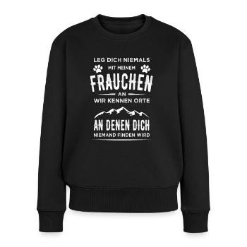 Frauchen Hunde Damen Lustiger Spruch Hund Pfoten - Frauen Premium Bio Pullover - Schwarz - Vorne - Julia (174cm)