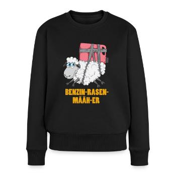 Landwirt Schaf Rasenmäher auf dem Bauernhof - Frauen Premium Bio Pullover - Schwarz - Vorne - Julia (174cm)