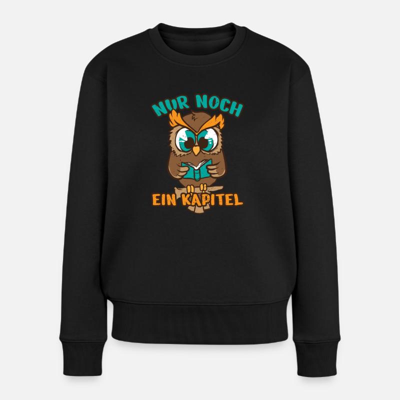 Leseratte Eule Lesefieber Bücherwurm Kapital Buch - Frauen Premium Bio Pullover - Schwarz