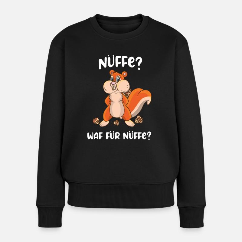 Nüffe? Waf für Nüffe? Eichhörnchen Nagetier Nüsse - Frauen Premium Bio Pullover - Schwarz