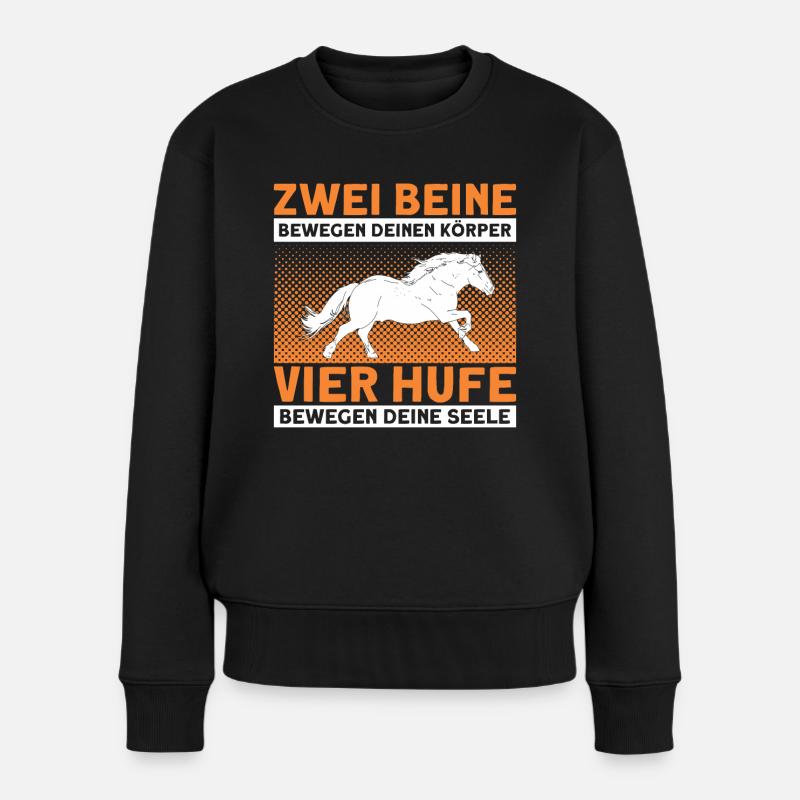 Reiten Reiter Haflinger Geschenk - Frauen Premium Bio Pullover - Schwarz