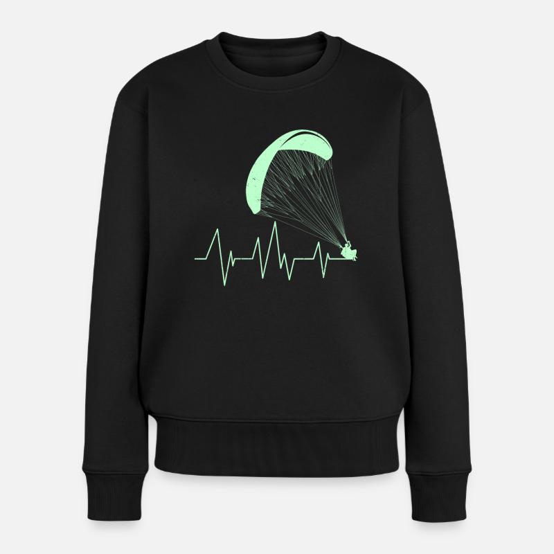 Gleitschirm Herzschlag Paraglider Herz - Frauen Premium Bio Pullover - Schwarz