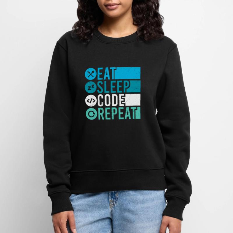 Eat Sleep Code Repeat Programmer Software Women's Premium Organic Jumper