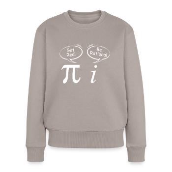 Pi Get Real je suis une blague de mathématicien rationnel - Pull Premium bio Femme - taupe - Devant - Julia (174cm)