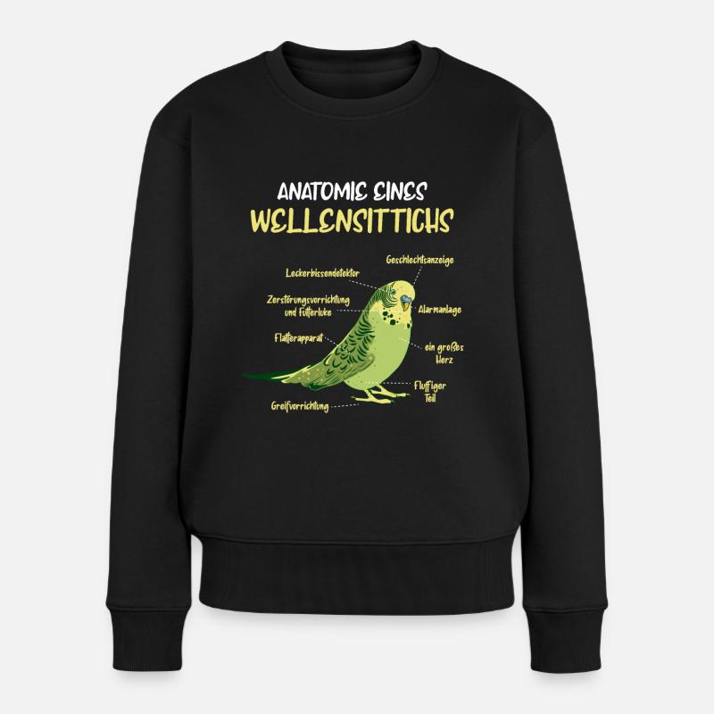 Anatomie eines Wellensittichs Vogel Sittich - Frauen Premium Bio Pullover - Schwarz