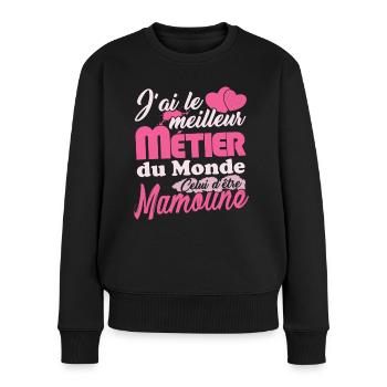 Cadeau Mamoune Fête des Mères Meilleur Métier - Pull Premium bio Femme - noir - Devant - Julia (174cm)