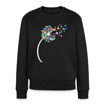 Löwenzahn Buch Bücher Pusteblume - Frauen Premium Bio Pullover - Schwarz - Vorne - Julia (174cm)