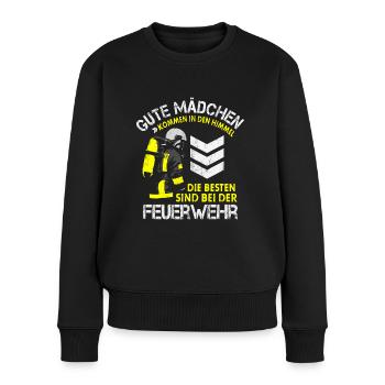DIE BESTEN MÄDCHEN SIND BEI DER FEUERWEHR SPRUCH - Frauen Premium Bio Pullover - Schwarz - Vorne - Julia (174cm)