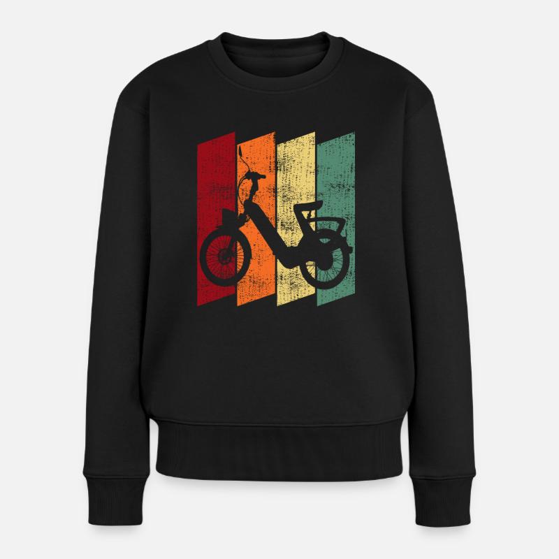 Mofa Moped Mofafahrer Zweirad Retro Geschenk - Frauen Premium Bio Pullover - Schwarz