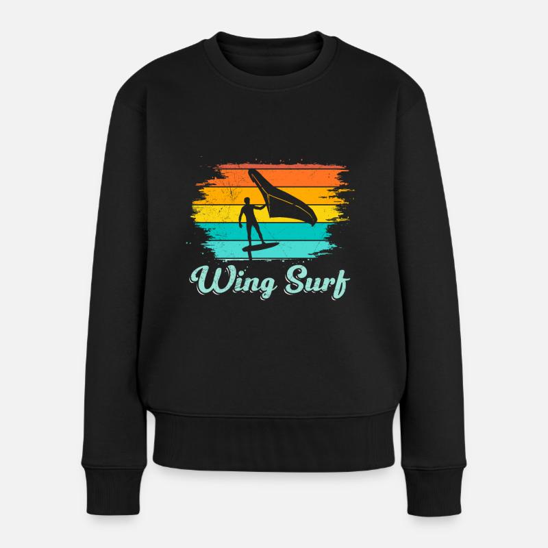 Wing Surf - Frauen Premium Bio Pullover - Schwarz