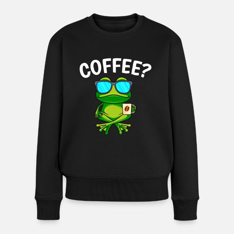 Kaffee? Kaffeetrinker Kaffeevollautomat Espresso - Frauen Premium Bio Pullover - Schwarz