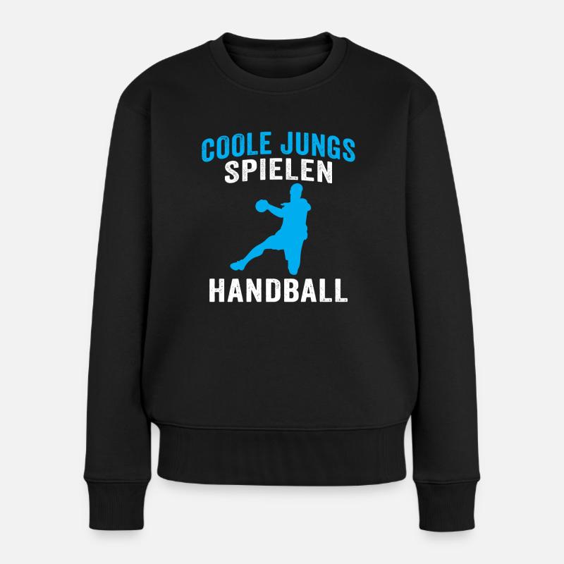 Coole jungs spielen handball handballer - Frauen Premium Bio Pullover - Schwarz