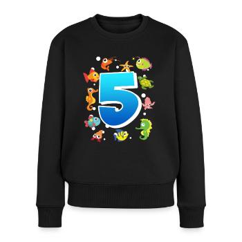5. Geburtstag Junge 5 Jahre - Frauen Premium Bio Pullover - Schwarz - Vorne - Julia (174cm)
