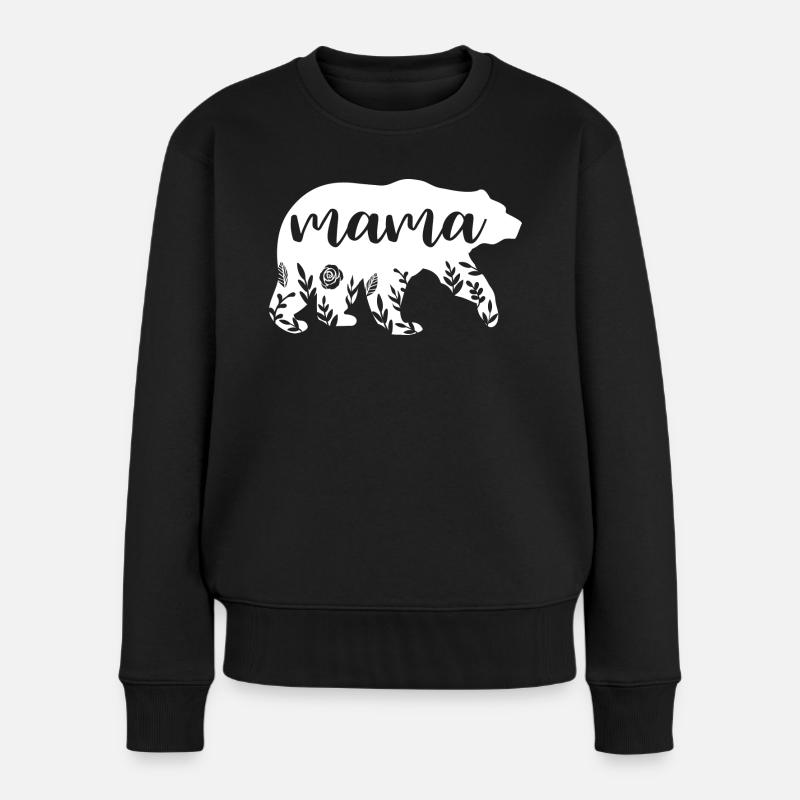 Mama Bär - Frauen Premium Bio Pullover - Schwarz