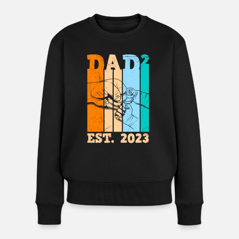 2. Kind 2023 Papa 2 Kinder Vater - Frauen Premium Bio Pullover - Schwarz