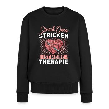 Strick Oma Stricken Ist Meine Therapie - Frauen Premium Bio Pullover - Schwarz - Vorne - Julia (174cm)