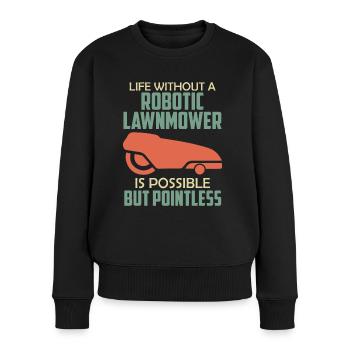 Rasen mähen Roboter Mähroboter - Frauen Premium Bio Pullover - Schwarz - Vorne - Julia (174cm)