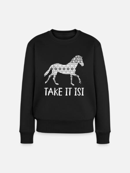 Take it Isi Isländer Pferd - Frauen Premium Bio Pullover - Schwarz