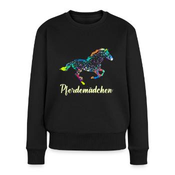 Pferdemädchen Reiterin Pferde Mädchen - Frauen Premium Bio Pullover - Schwarz - Vorne - Julia (174cm)
