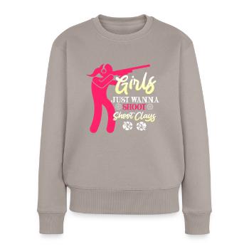 Girls möchten Tontaubenschießen Damen - Frauen Premium Bio Pullover - Taupe - Vorne - Julia (174cm)
