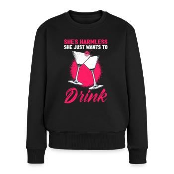 Sie tut nix die will nur trinken Party Malle - Frauen Premium Bio Pullover - Schwarz - Vorne - Julia (174cm)