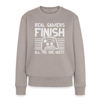 Real Gamers termine toutes les quêtes secondaires - Video G - Pull Premium bio Femme - taupe - Devant - Julia (174cm)