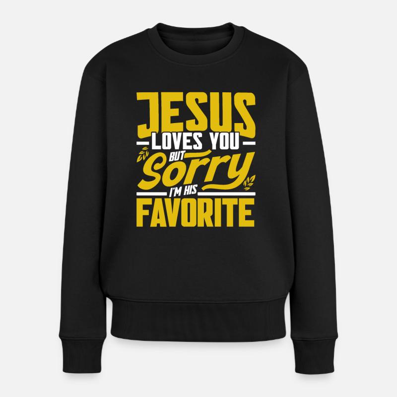 Jesus Bibel Christlich Religiös Kirche Geschenk - Frauen Premium Bio Pullover - Schwarz