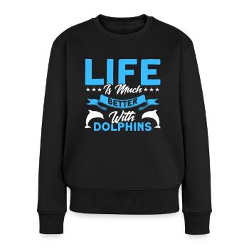 Dolphin Dolphin Lover Animal Dolphins Gift - Women's Premium Organic Jumper - black - Front - Julia (174cm)