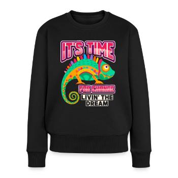 Chamäleon, lustiger Spruch, Motivation-Inspiration - Frauen Premium Bio Pullover - Schwarz - Vorne - Julia (174cm)