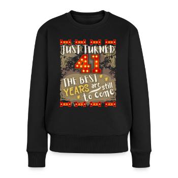 41. Geburtstag 41 Jahre alt Vintage-Design, Spruch - Frauen Premium Bio Pullover - Schwarz - Vorne - Julia (174cm)