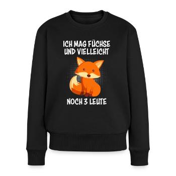 Ich mag Füchse und 3 Leute Fuchs Witz - Frauen Premium Bio Pullover - Schwarz - Vorne - Julia (174cm)