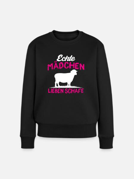 Echte Mädchen lieben Schafe - Frauen Premium Bio Pullover - Schwarz