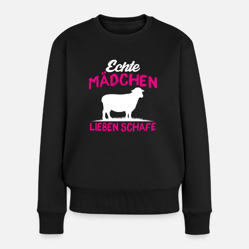 Echte Mädchen lieben Schafe - Frauen Premium Bio Pullover - Schwarz