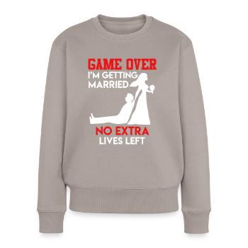 Game over - JGA Hommes Mariage - Pull Premium bio Femme - taupe - Devant - Julia (174cm)