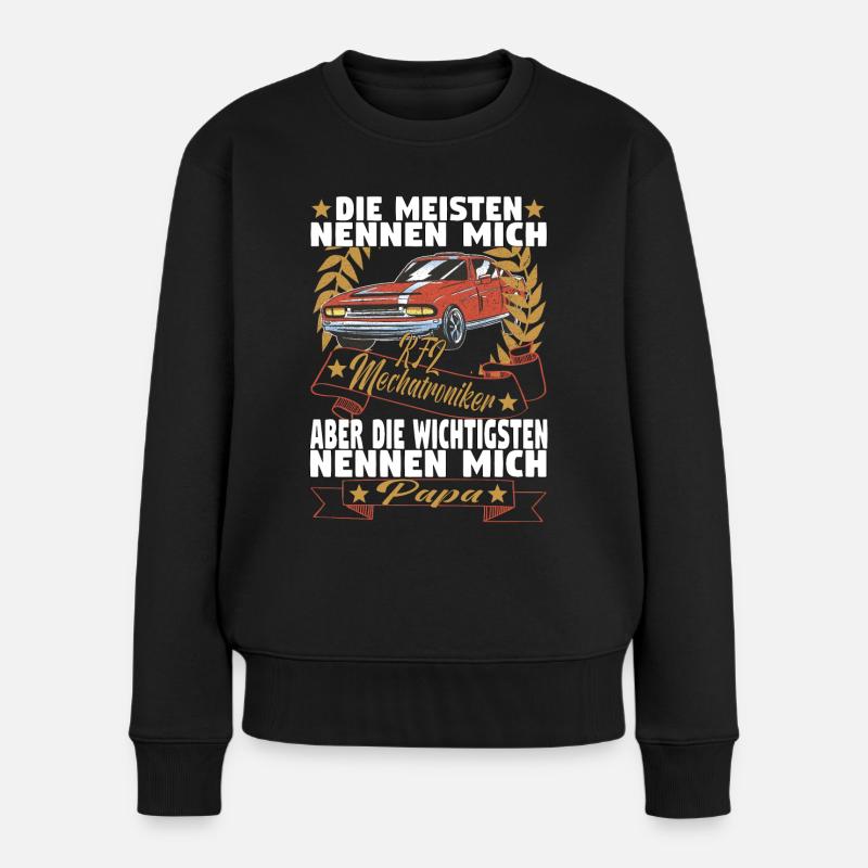 Kfz Mechatroniker Papa Vater Auto Schrauber - Frauen Premium Bio Pullover - Schwarz