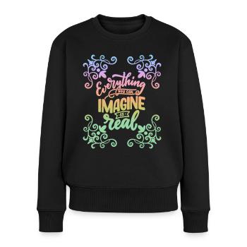 Motivationsspruch, inspirierend, Regenbogen - Frauen Premium Bio Pullover - Schwarz - Vorne - Julia (174cm)