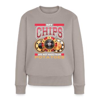 Poker-Spiel, Poker-Game, Poker-Spieler, Gambling - Frauen Premium Bio Pullover - Taupe - Vorne - Julia (174cm)