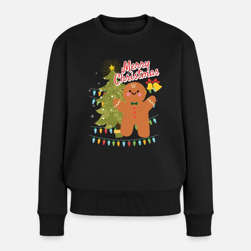 Merry Christmas Cookie Keks Ugly Christmas - Frauen Premium Bio Pullover - Schwarz