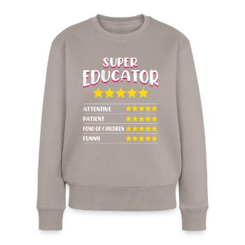 Définition de la maternelle Super éducateur - Pull Premium bio Femme - taupe - Devant - Julia (174cm)